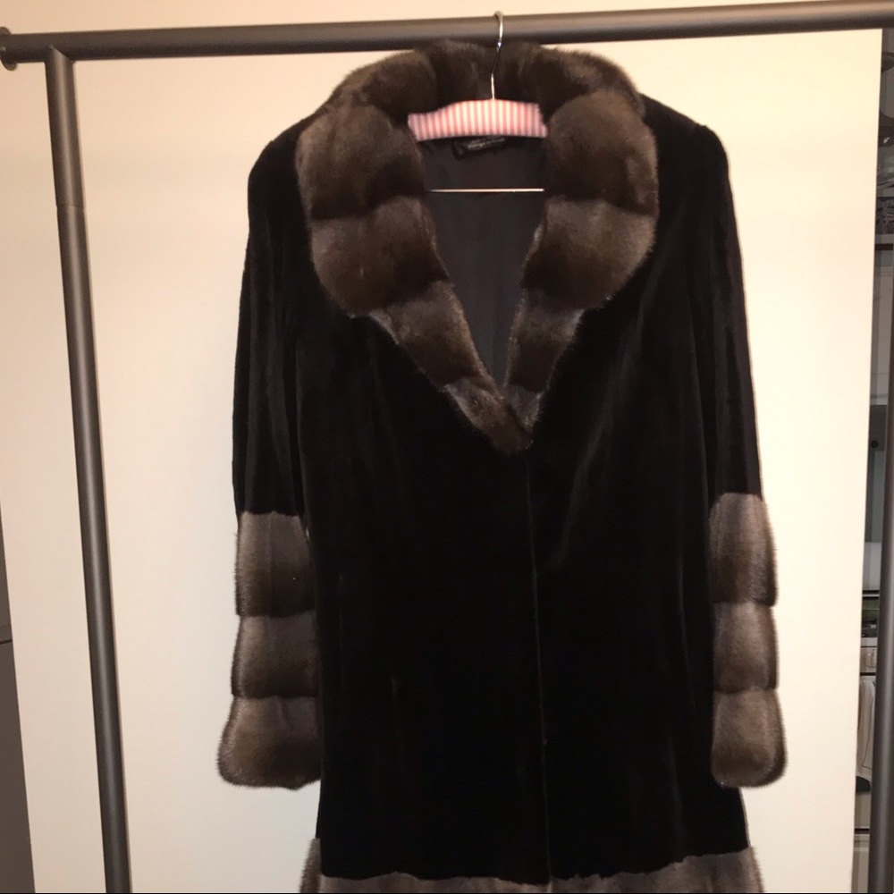 Sheared Mink Coat - Black and Blue Iris Mink 3/4 L